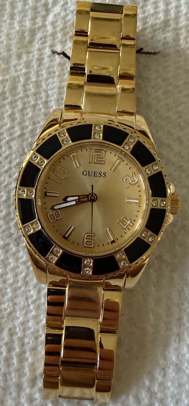 Guess Gold Tone Crystal Sport Watch